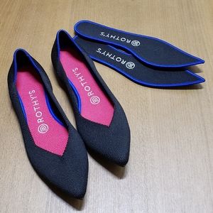 Rothy's the point solid black. W's 7 extra insoles
